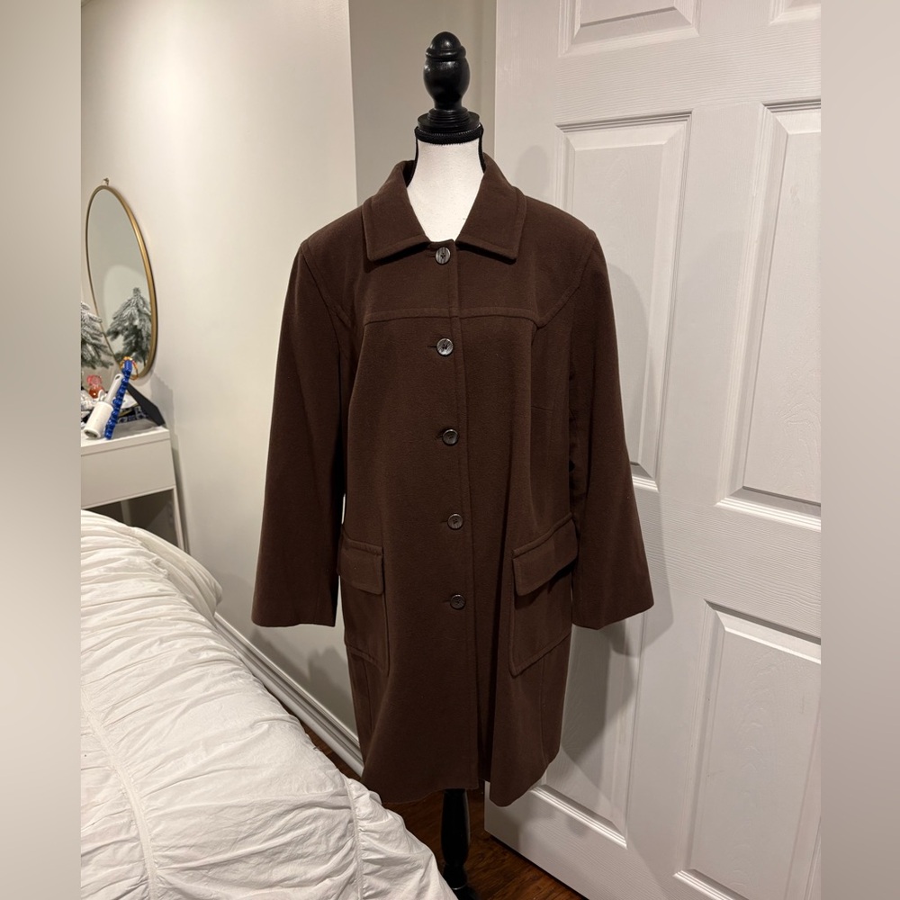 Womens Brown Pea Coat - Classic Single-Breasted Jacket